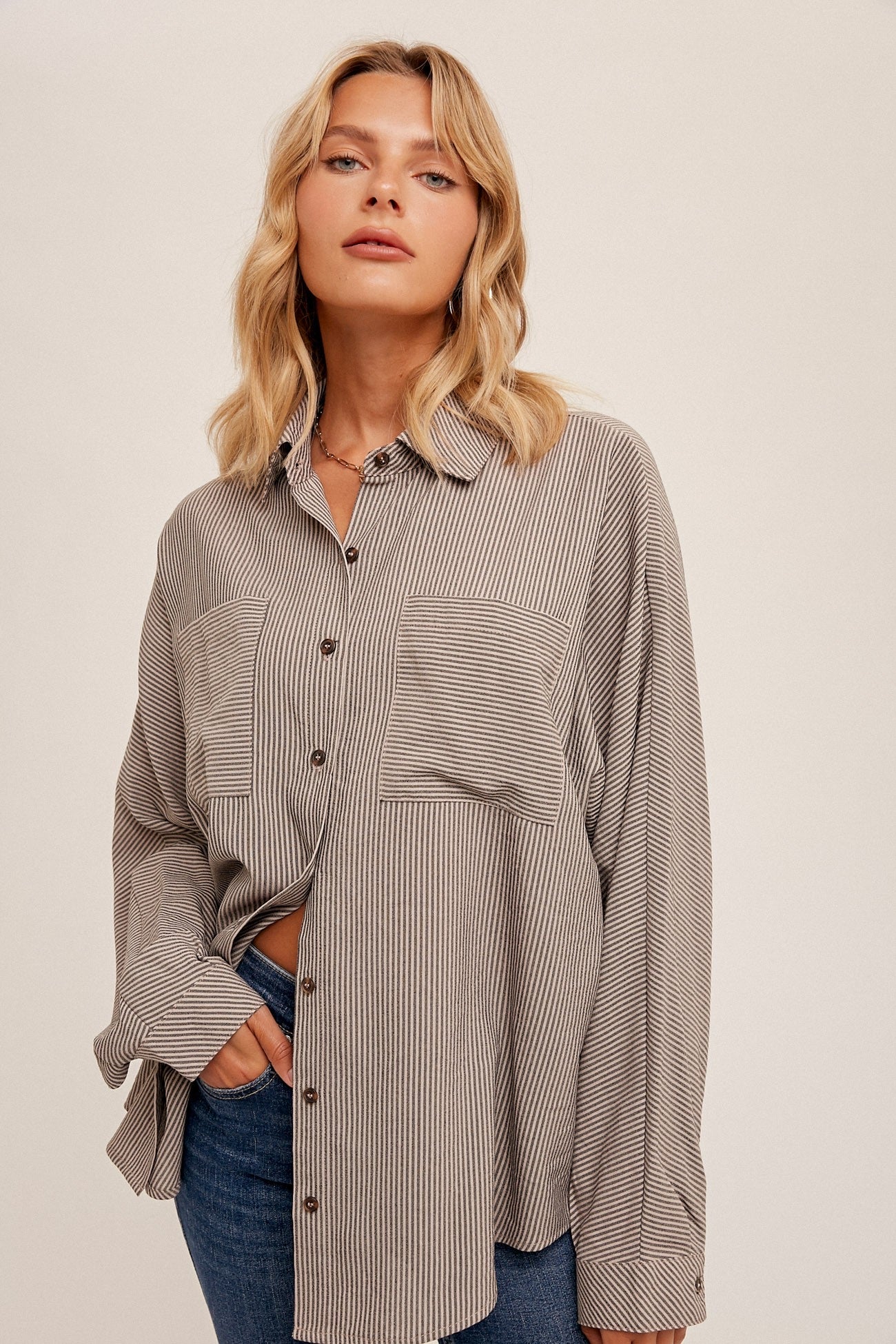 Stripe Oversize Button Down