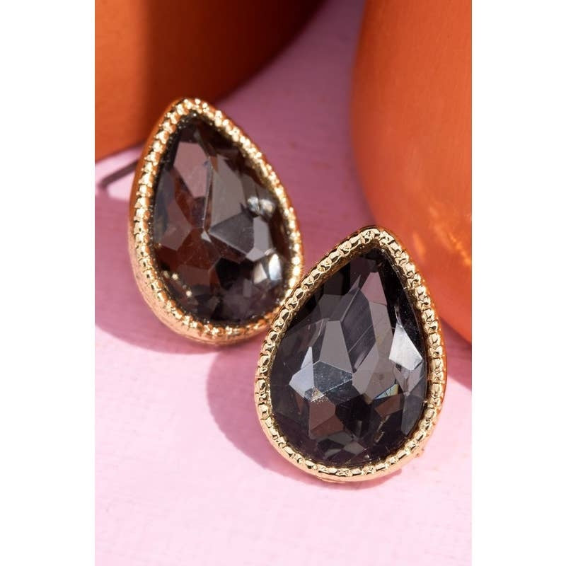 Teardrop Earrings - Black Diamond