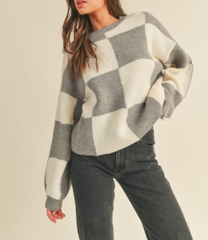Checkerboard Sweater (Grey)