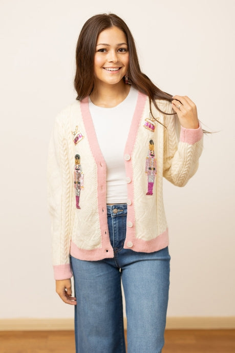 Beige and Pink Nutcracker Sweater