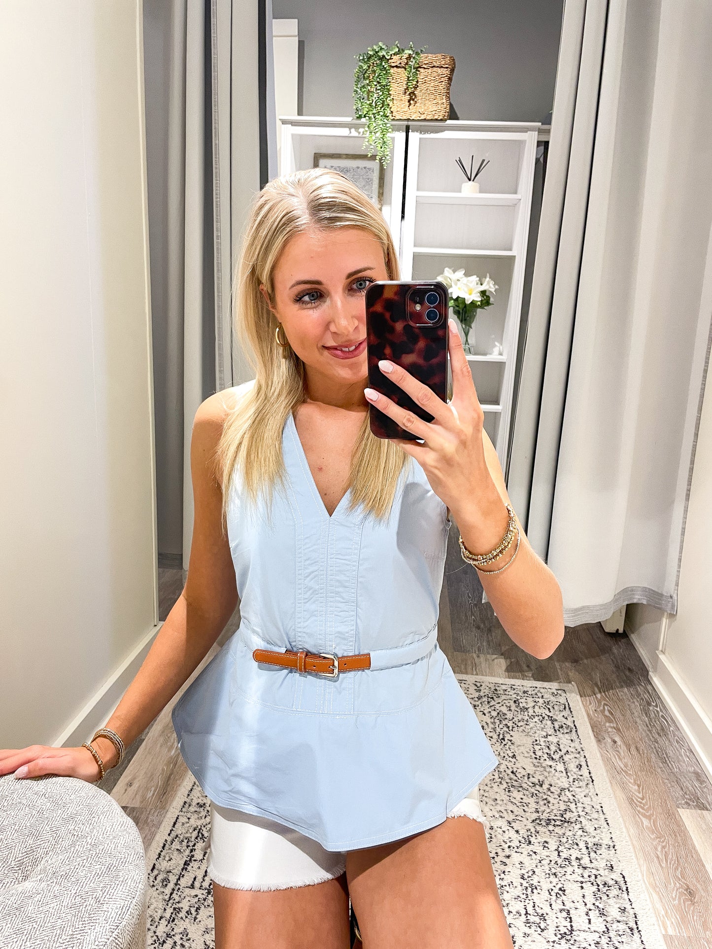 Grace Belted Peplum Top