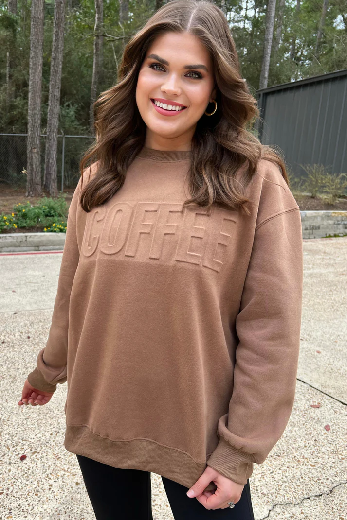 Coffee Embossed Sweatshirt