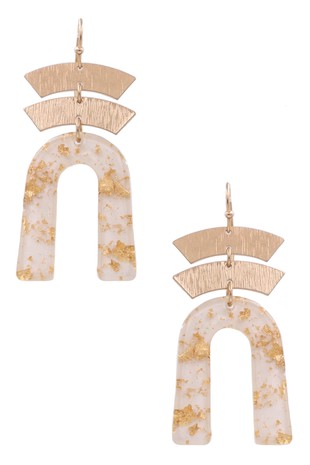 Crescent Gold Flake Drop Earrings