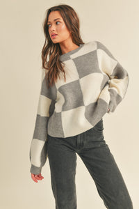 Checkerboard Sweater (Grey)