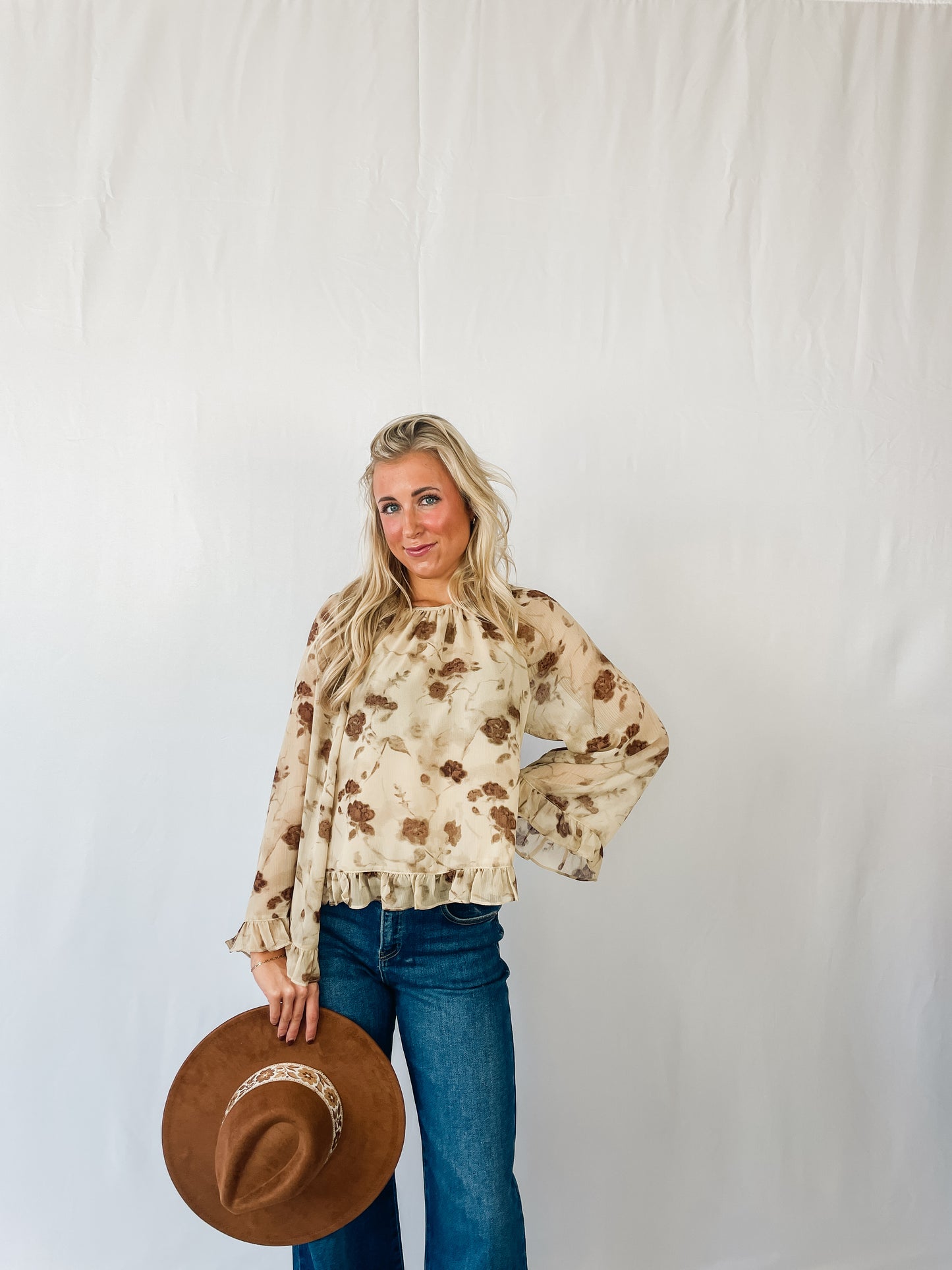 Autumn Flower Chiffon Blouse