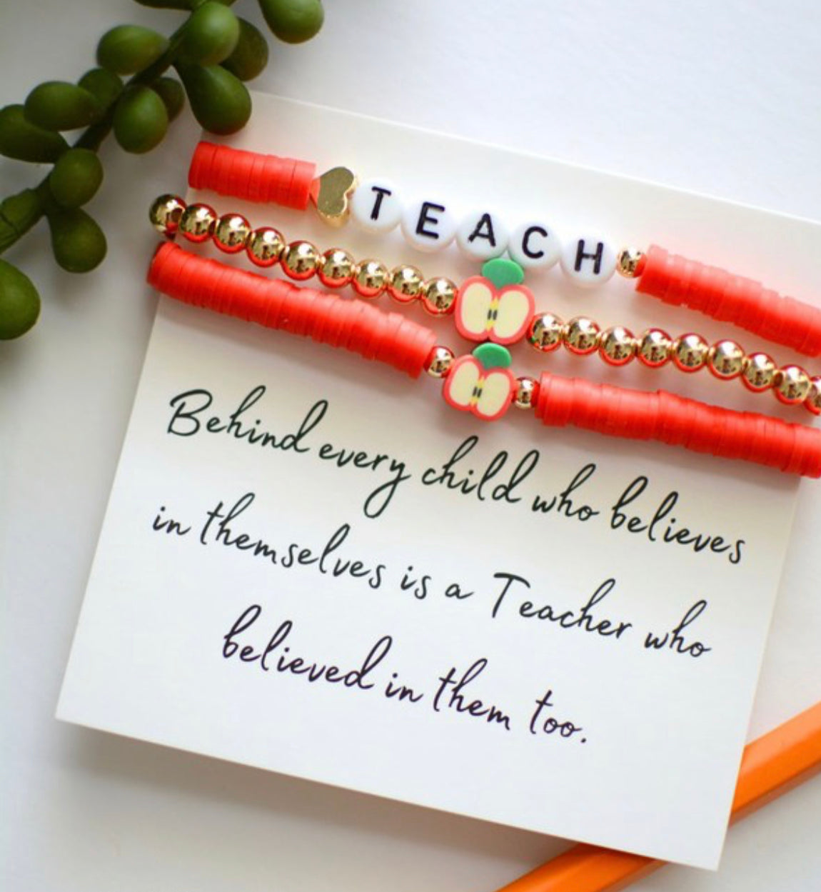 Teacher Bracelet Set Red