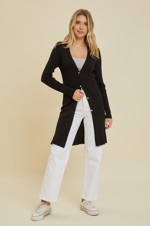 Black Ribbed Duster