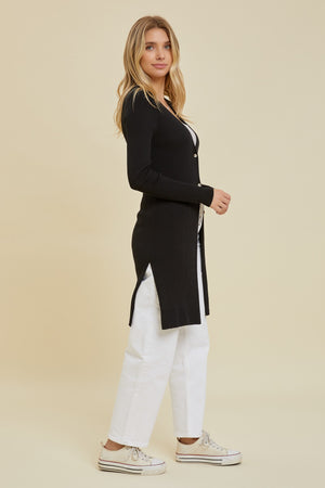 Black Ribbed Duster