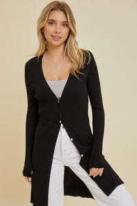 Black Ribbed Duster