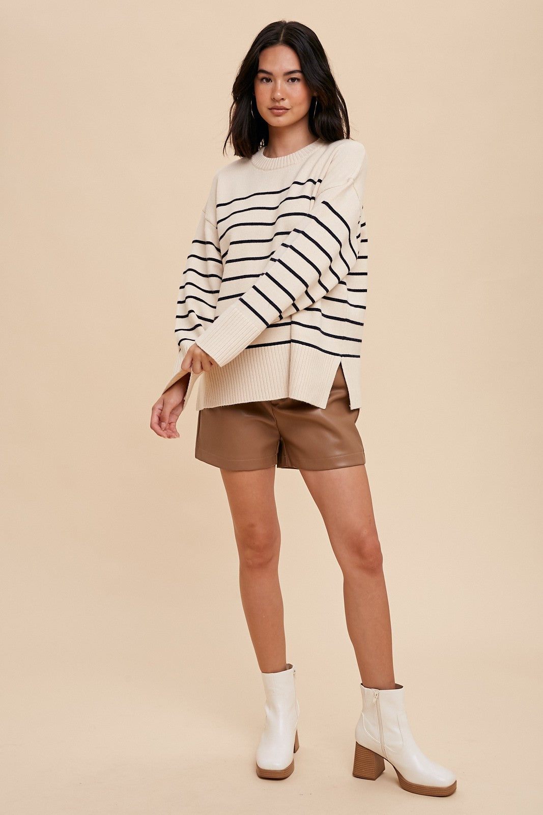 Stripe Knit Crew Sweater