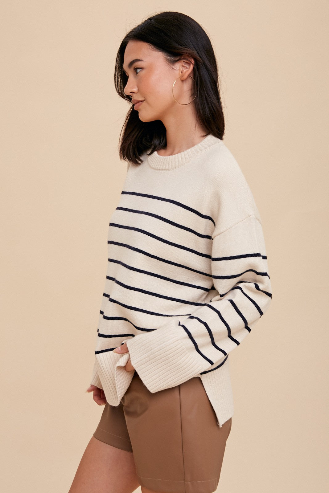 Stripe Knit Crew Sweater