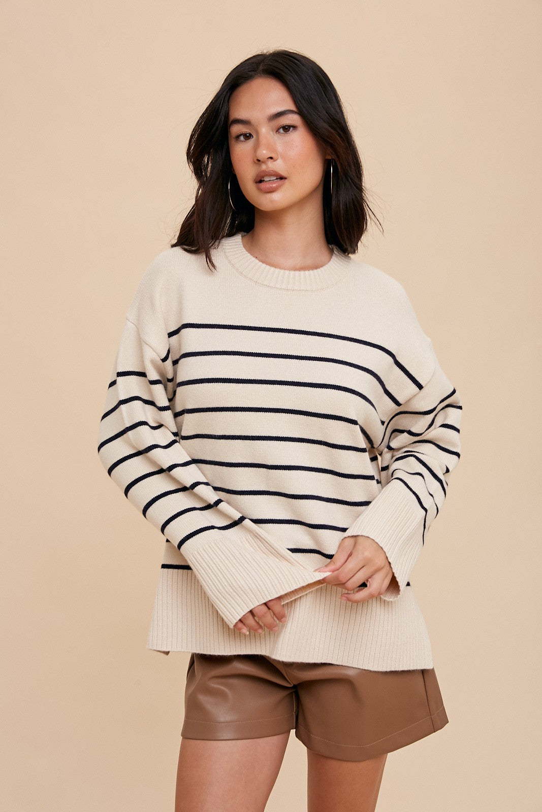 Stripe Knit Crew Sweater