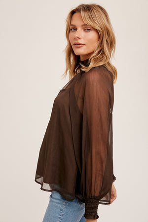 Ruffle Neck Smock Blouse
