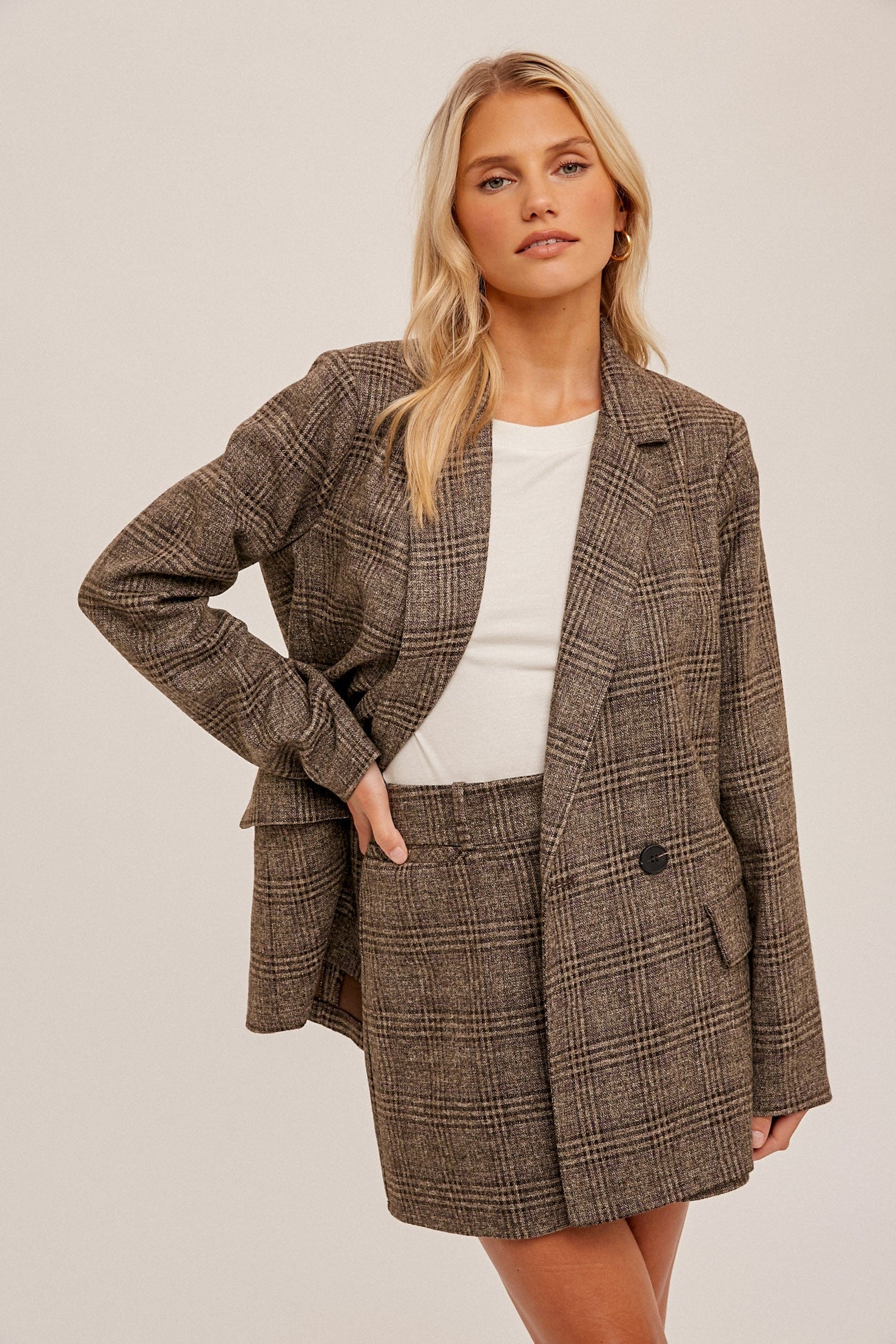 Plaid Double Breast Blazer