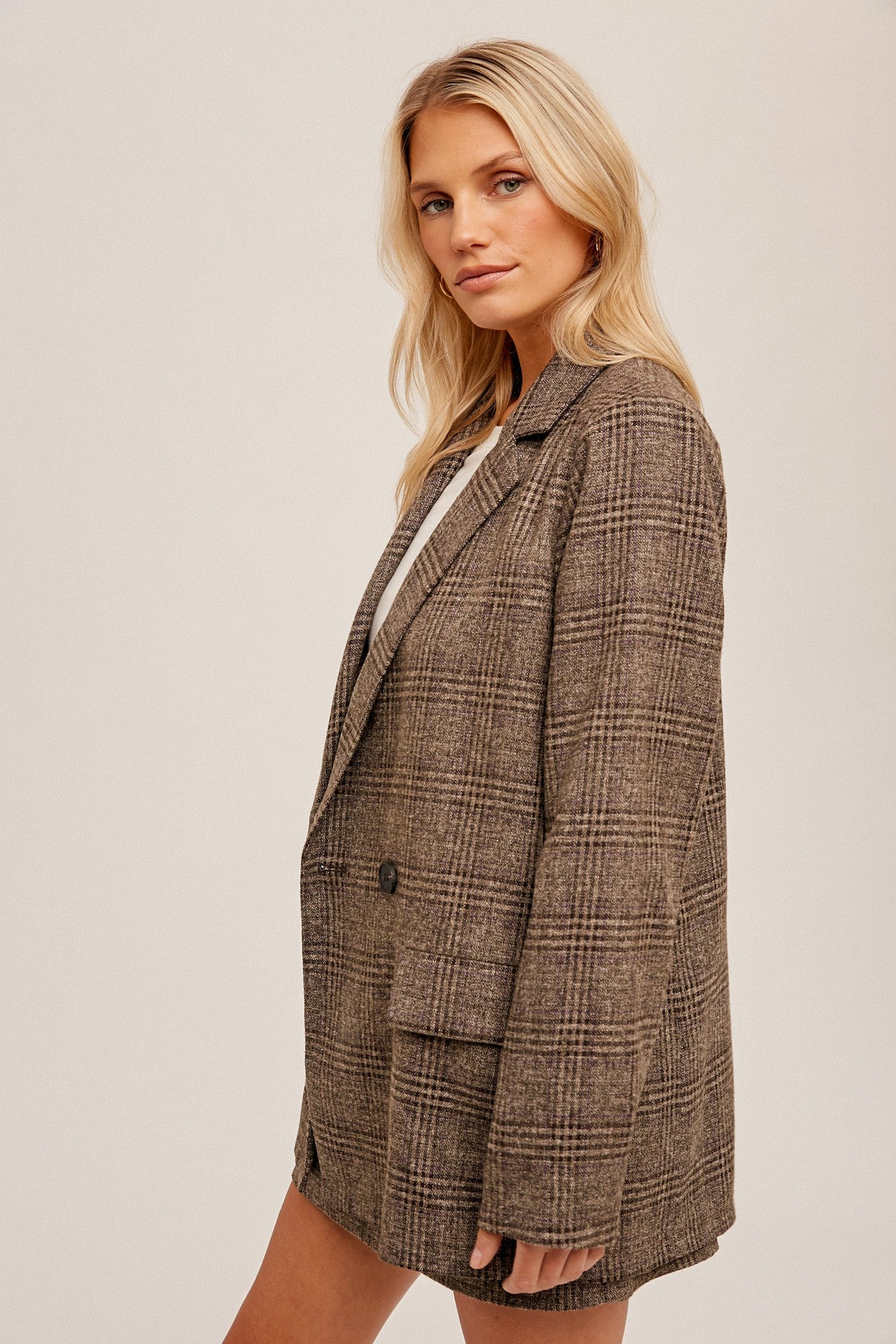 Plaid Double Breast Blazer