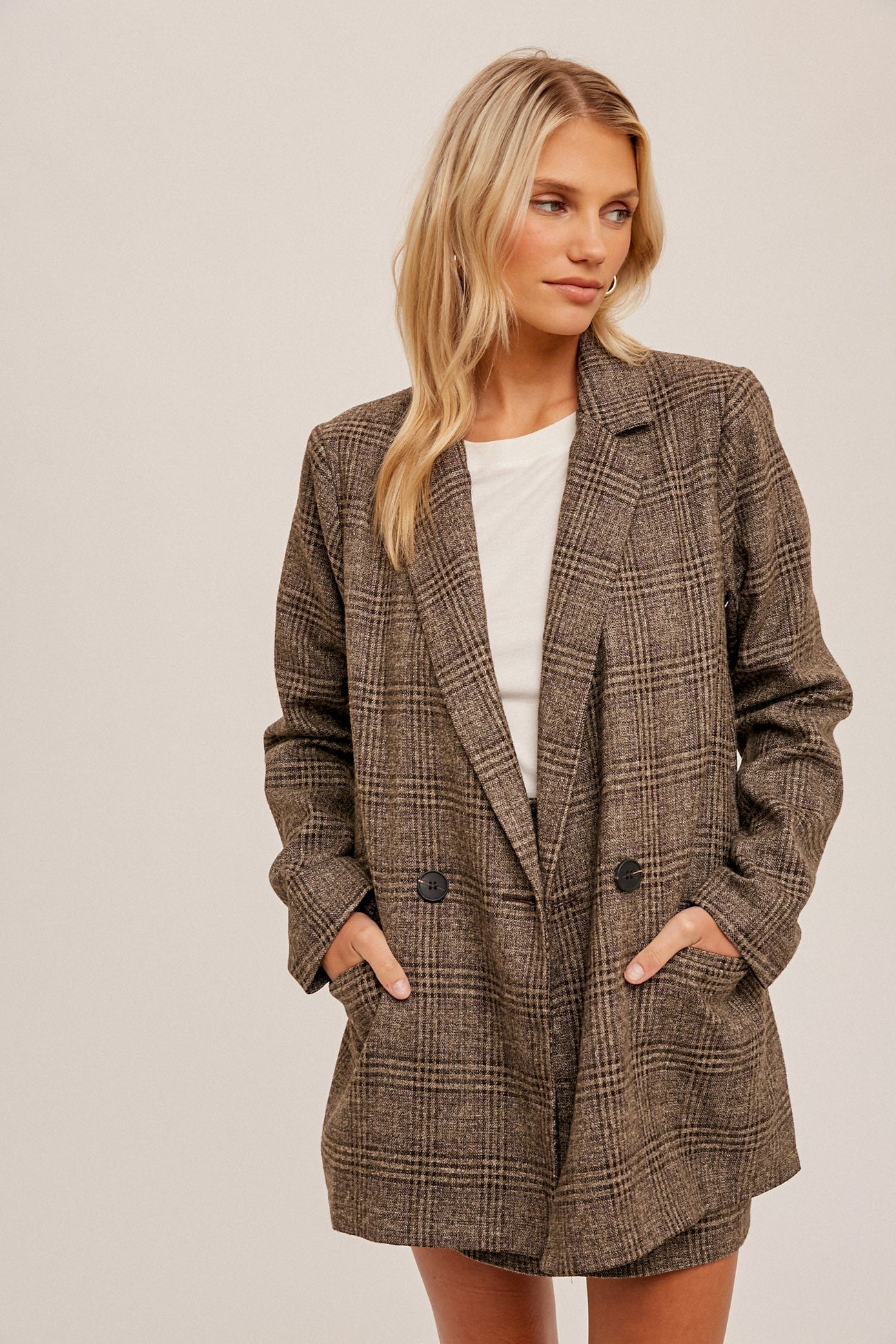 Plaid Double Breast Blazer