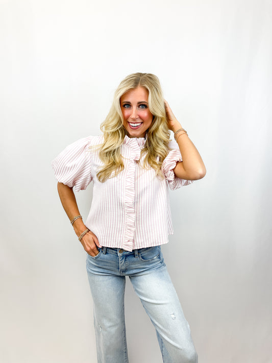 Sweet Pink Ruffled Blouse