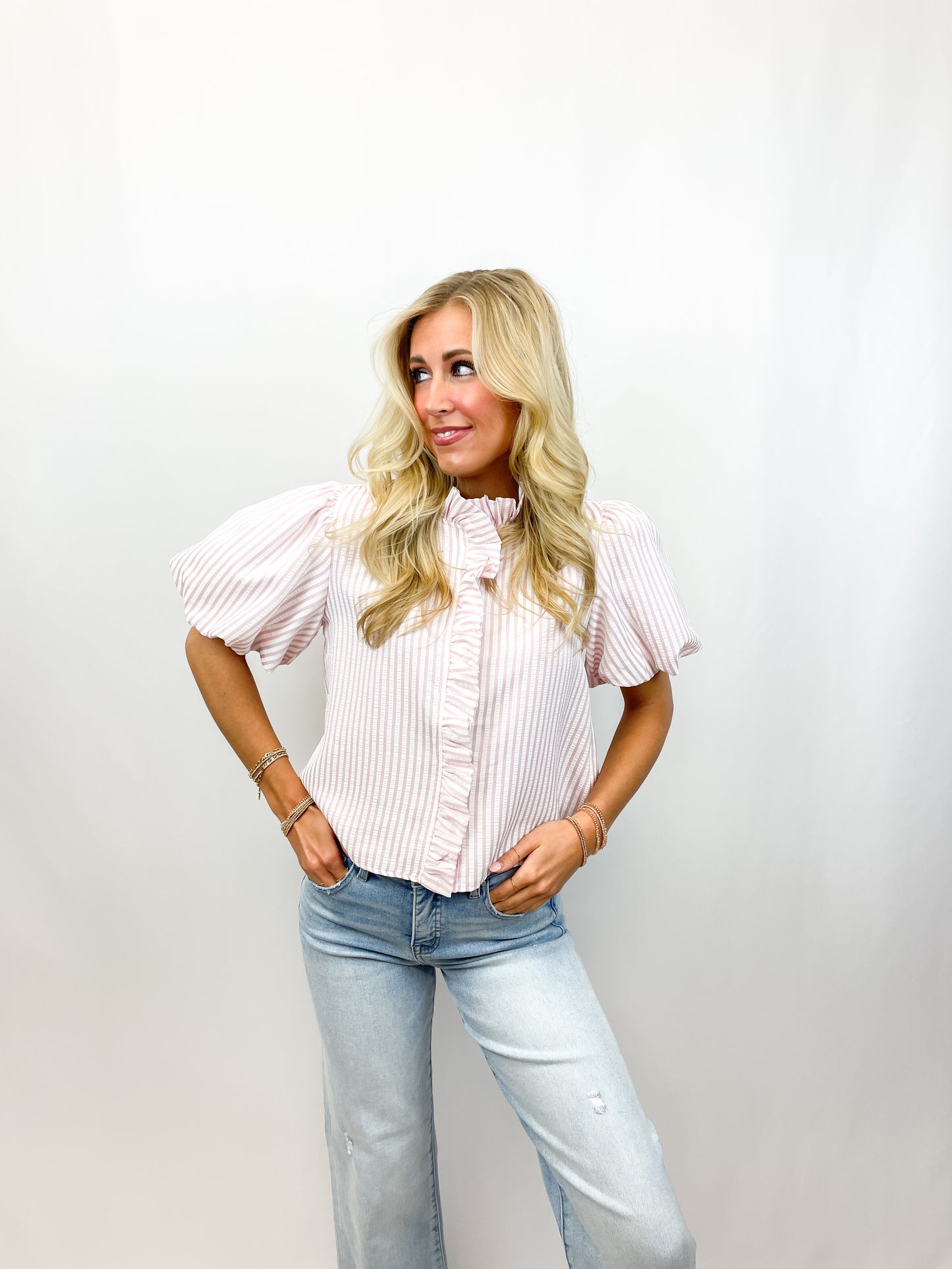 Sweet Pink Ruffled Blouse