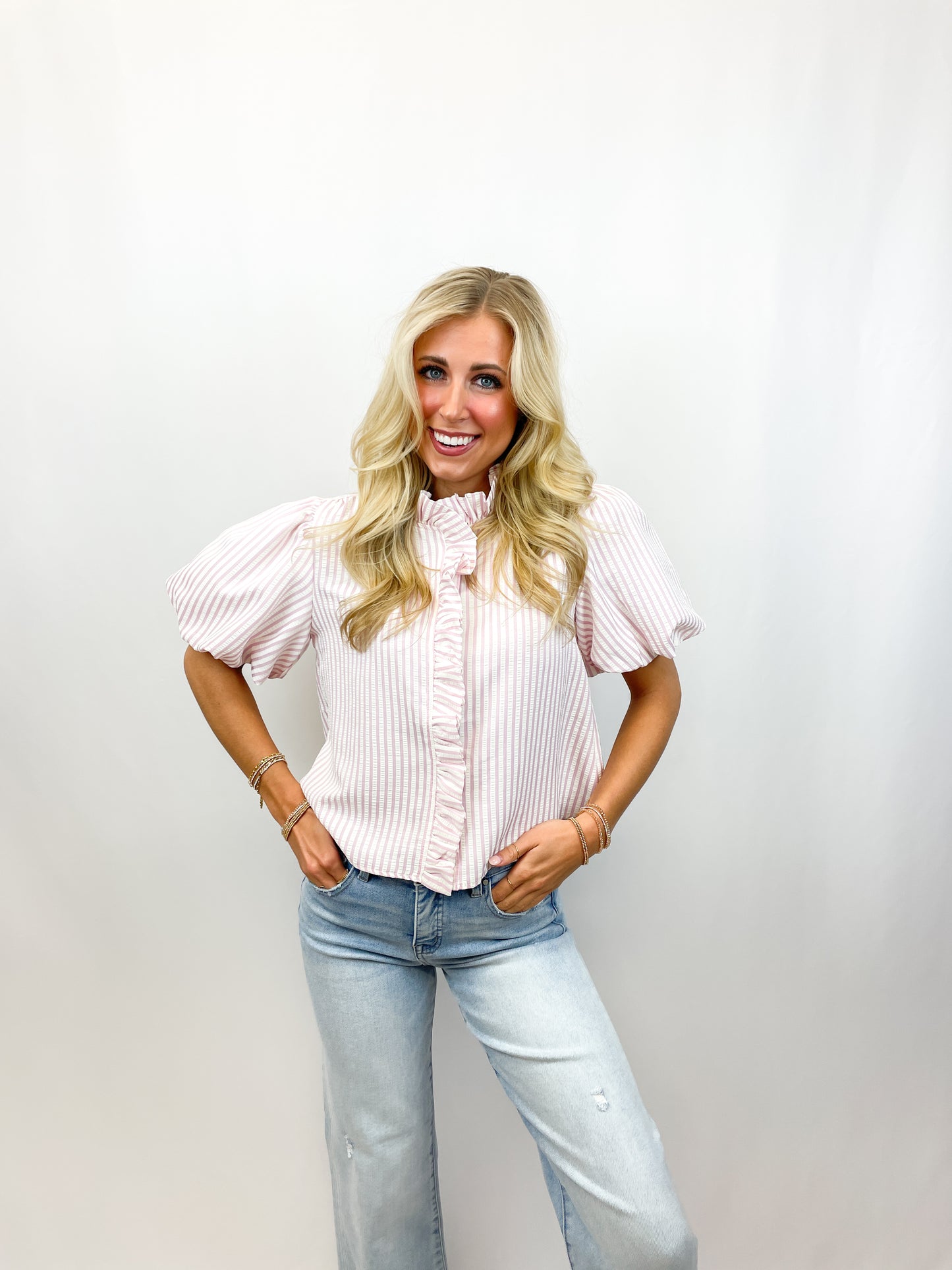 Sweet Pink Ruffled Blouse