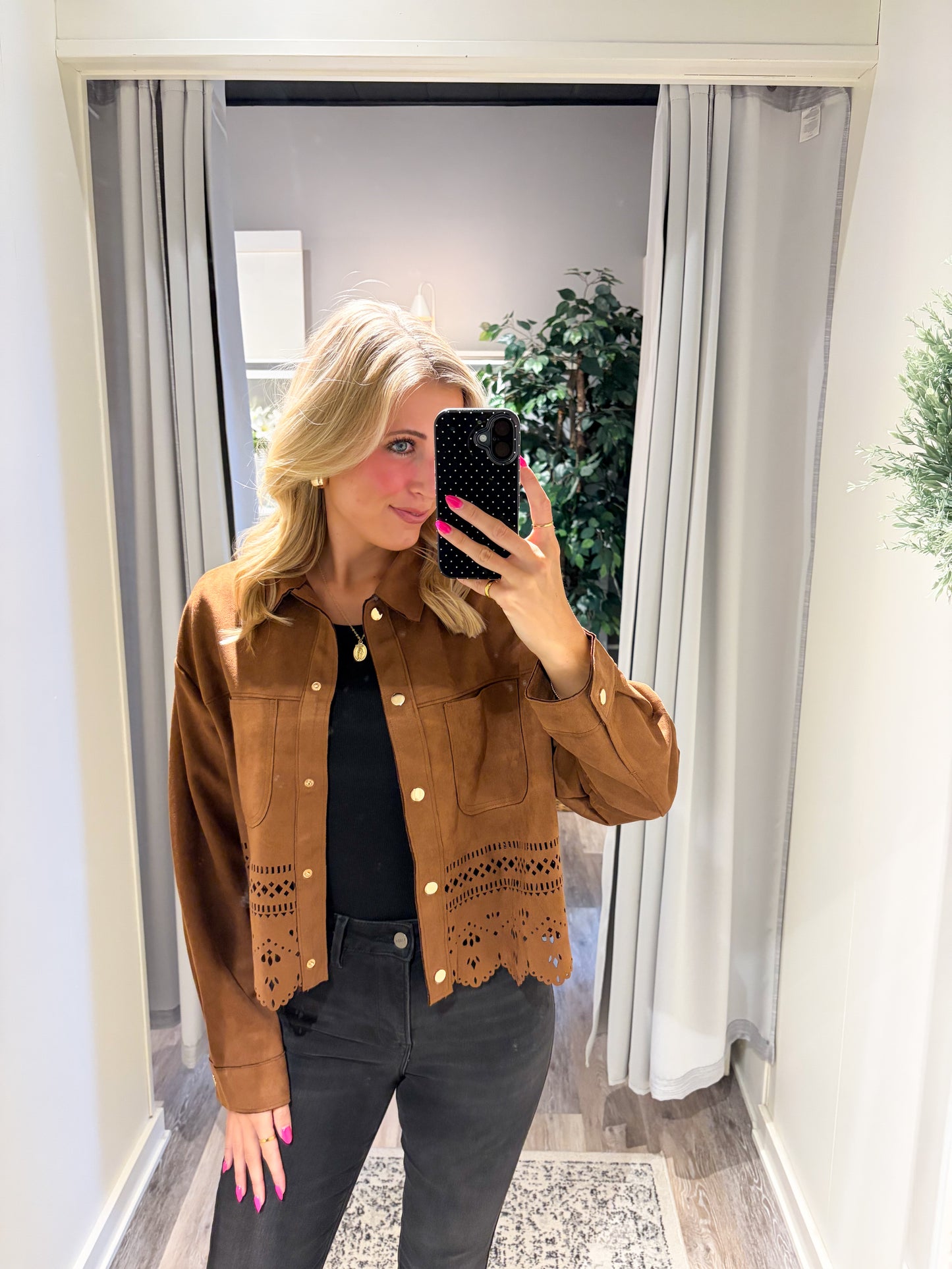 Camel Luxe Faux Suede Jacket