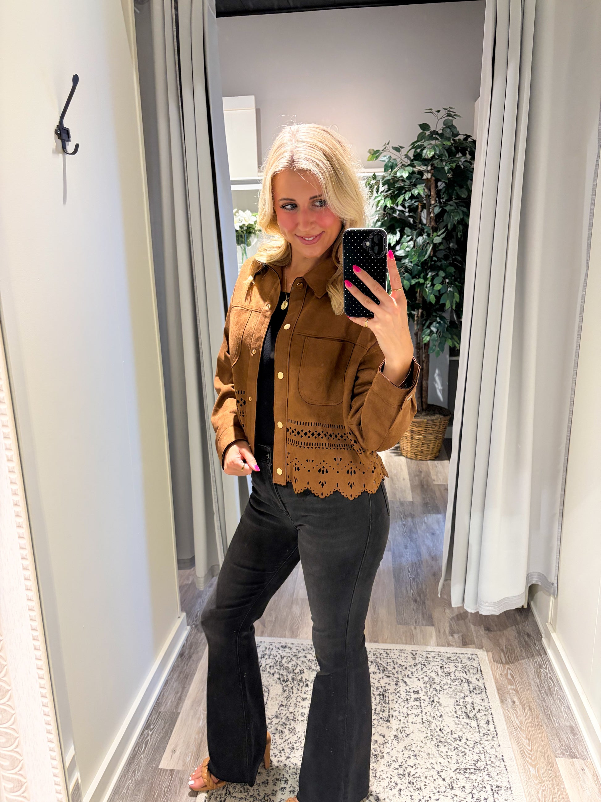 Camel Luxe Faux Suede Jacket