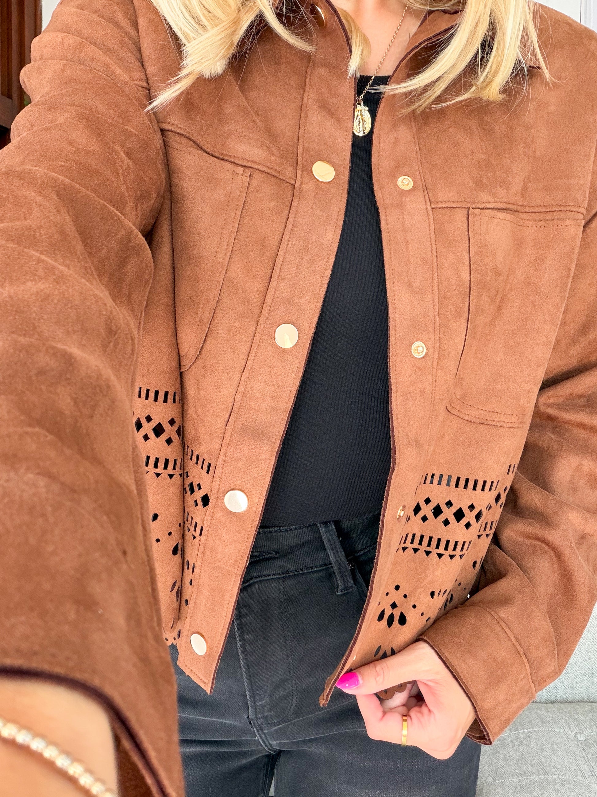 Camel Luxe Faux Suede Jacket