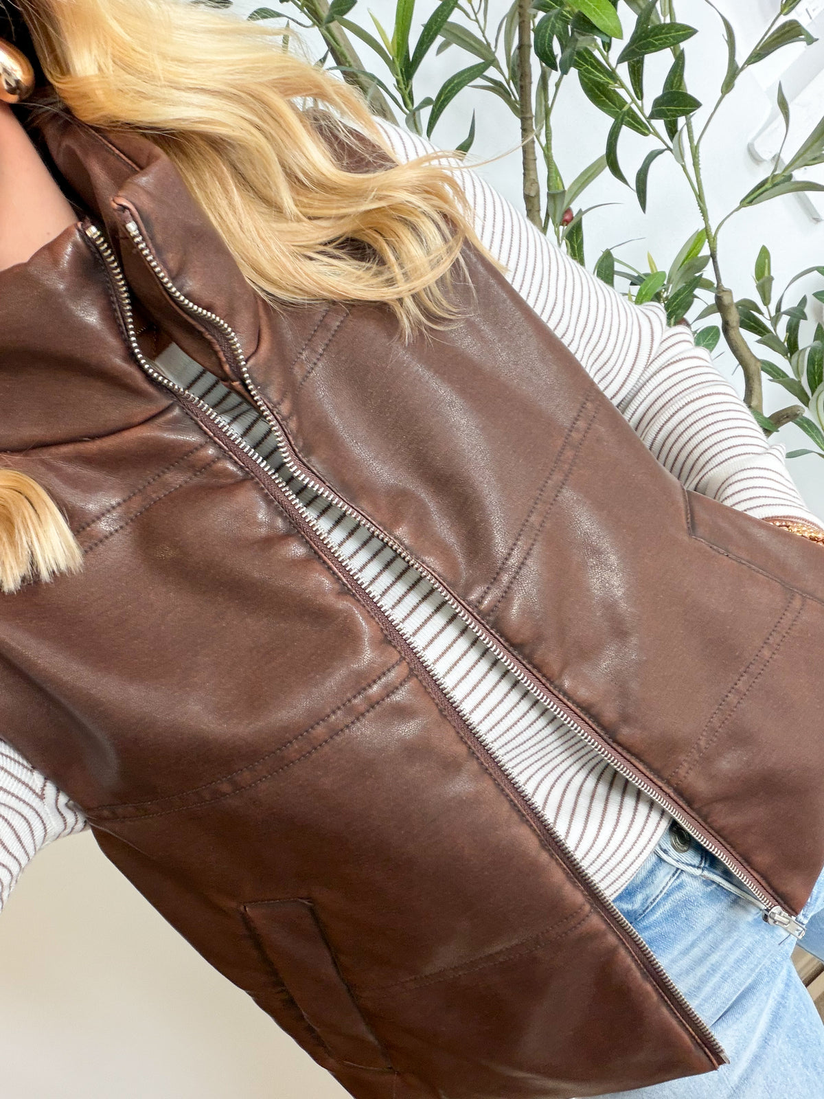 Coffee Leather Vest