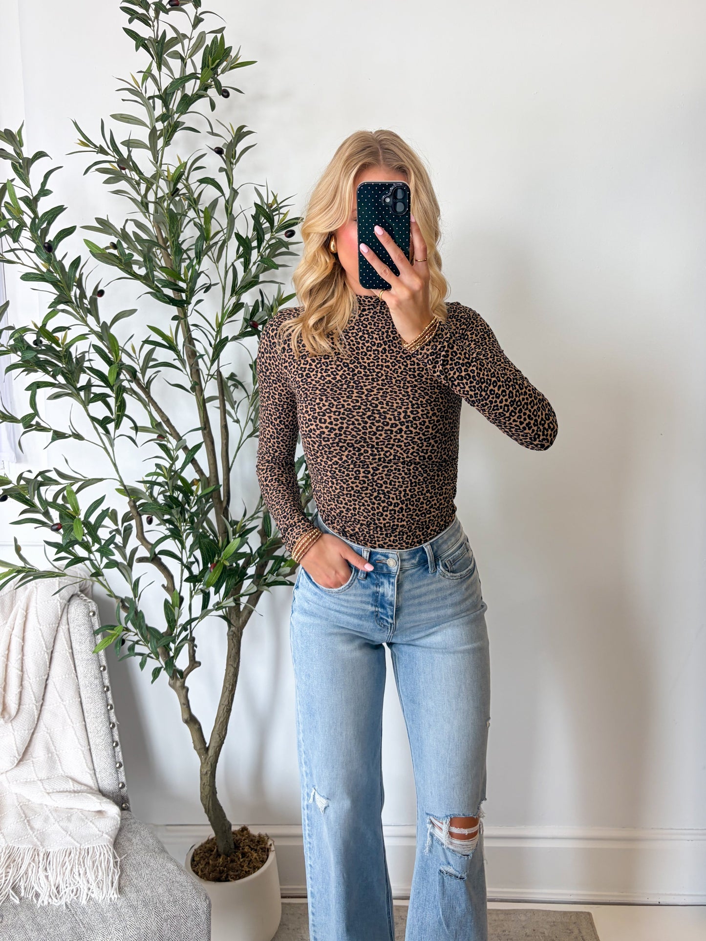 Leopard Mock Neck Top