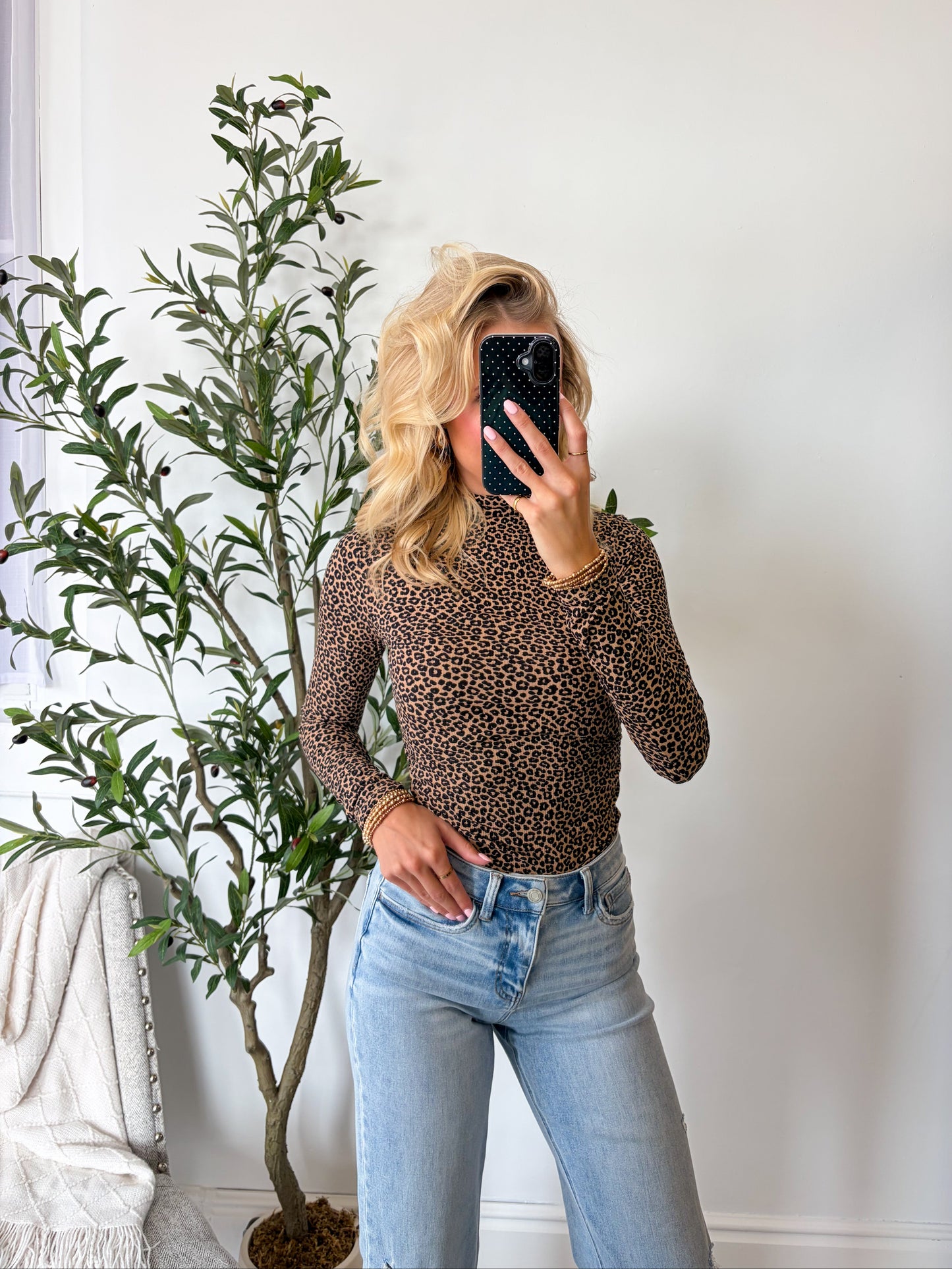 Leopard Mock Neck Top