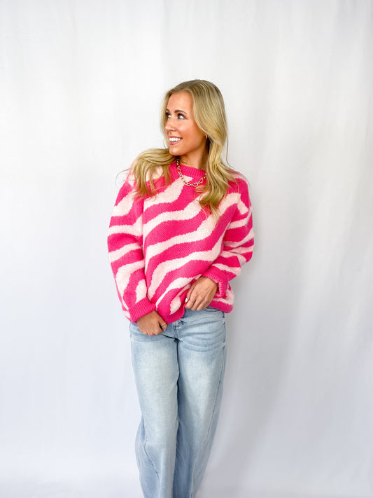 Pink Wave Stripe Sweater