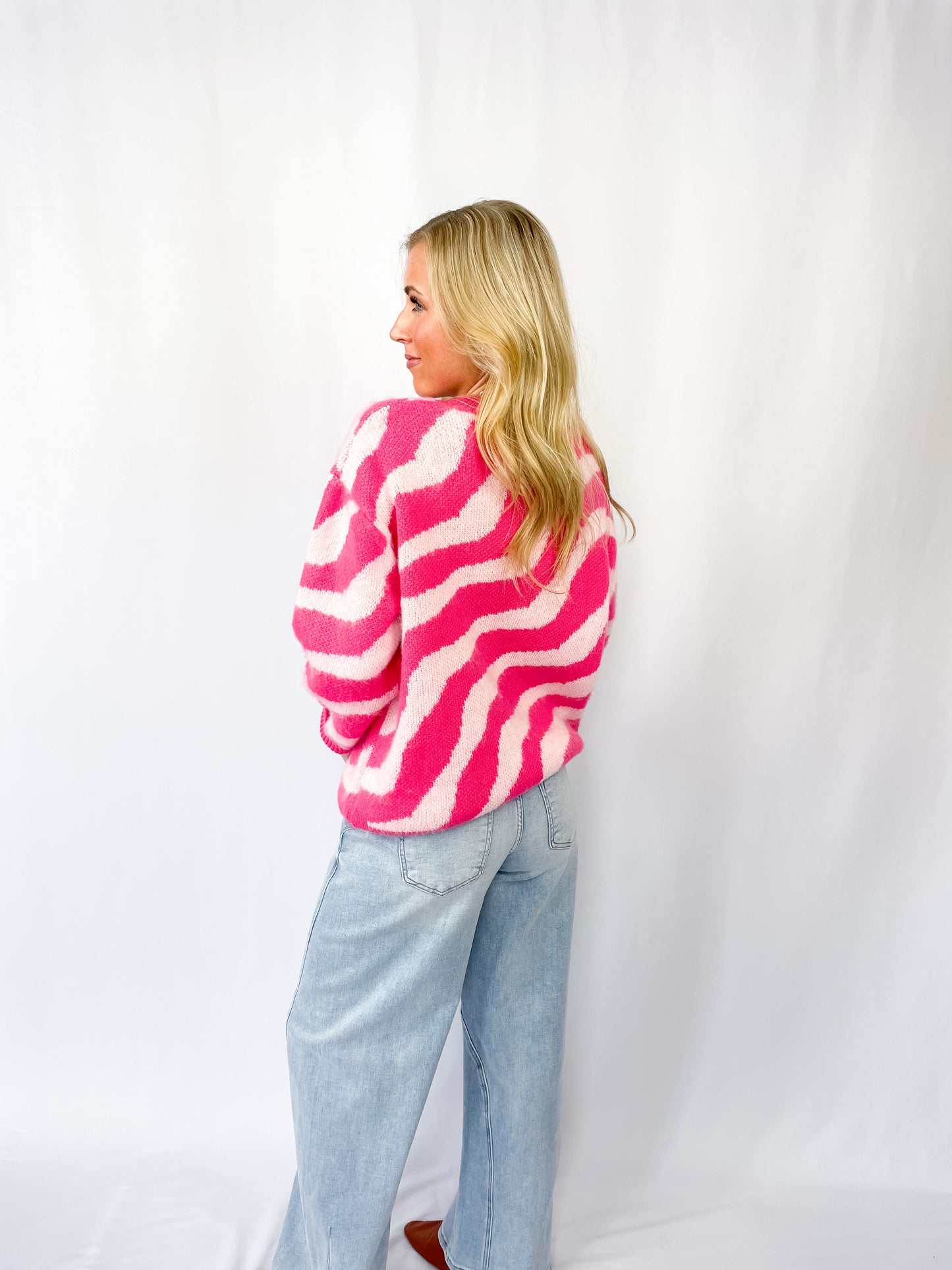 Pink Wave Stripe Sweater