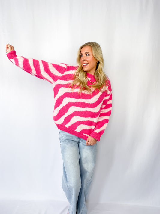 Pink Wave Stripe Sweater