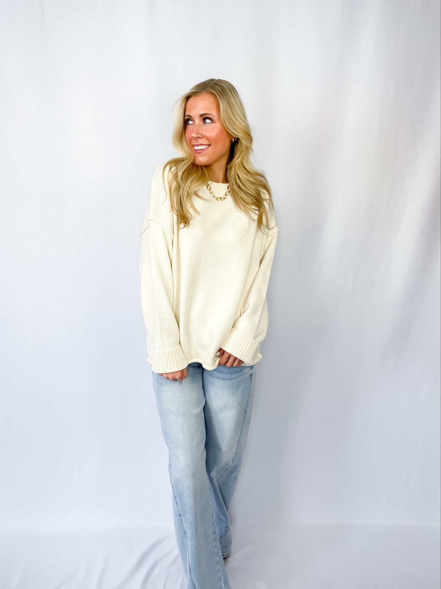 Outseam Detail Knit Sweater