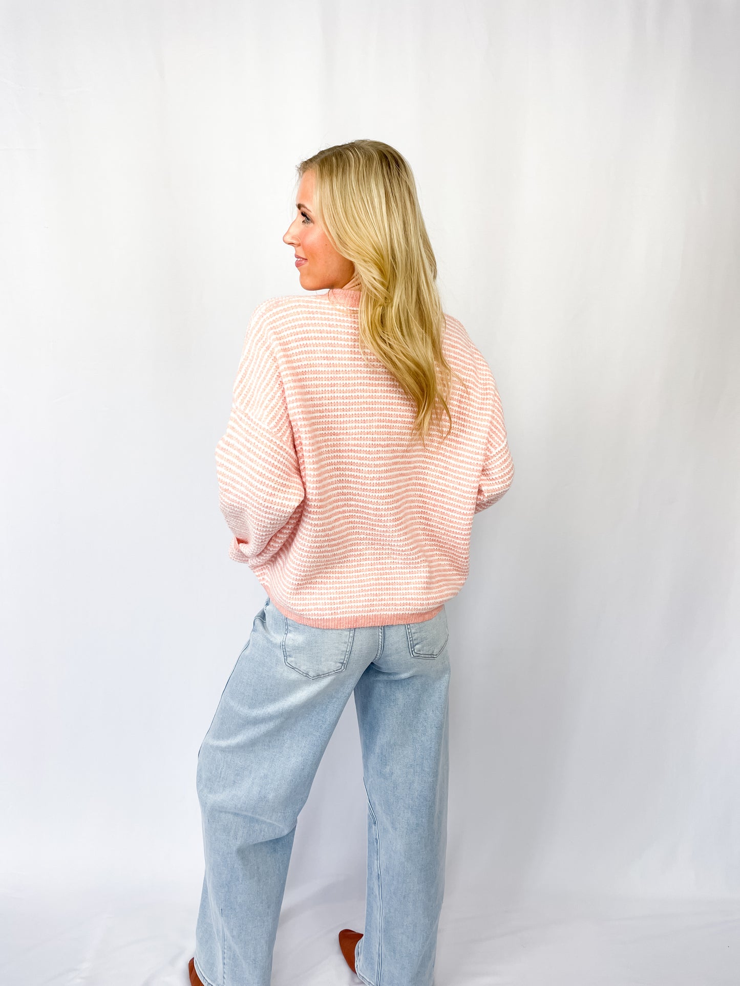 Coral Fine Line Sweater