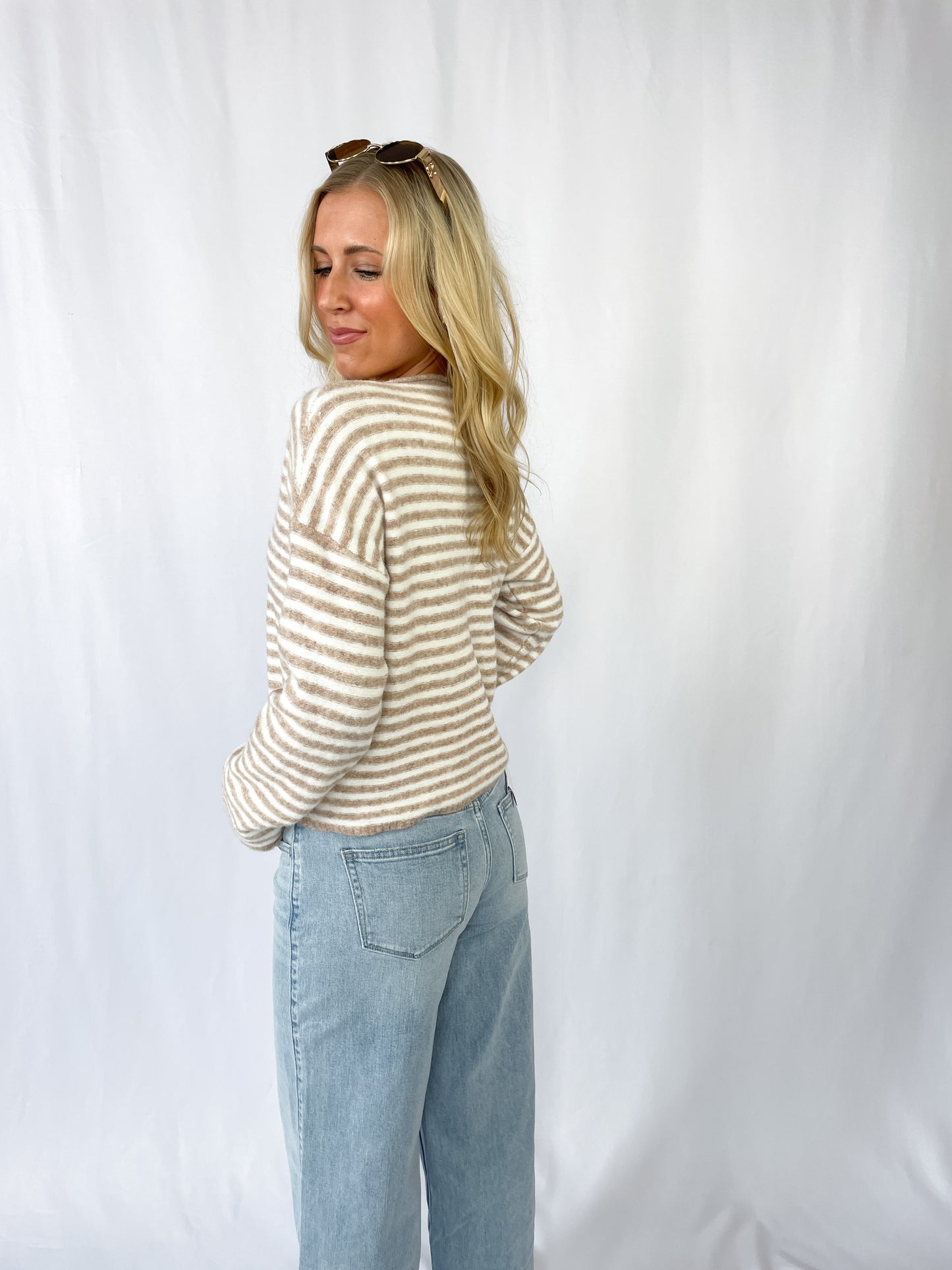 Oatmeal Striped Knit Pullover