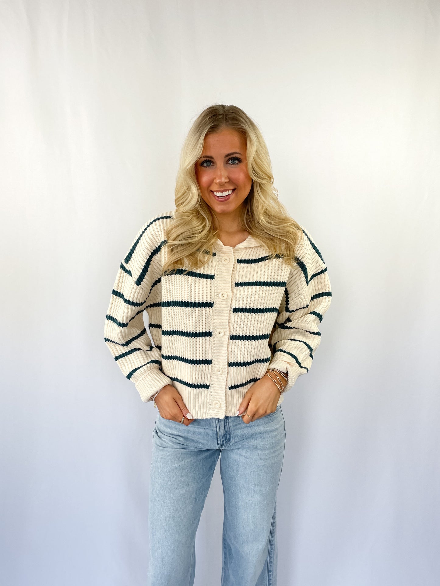 Coastal Ribbed Button Up Cardigan