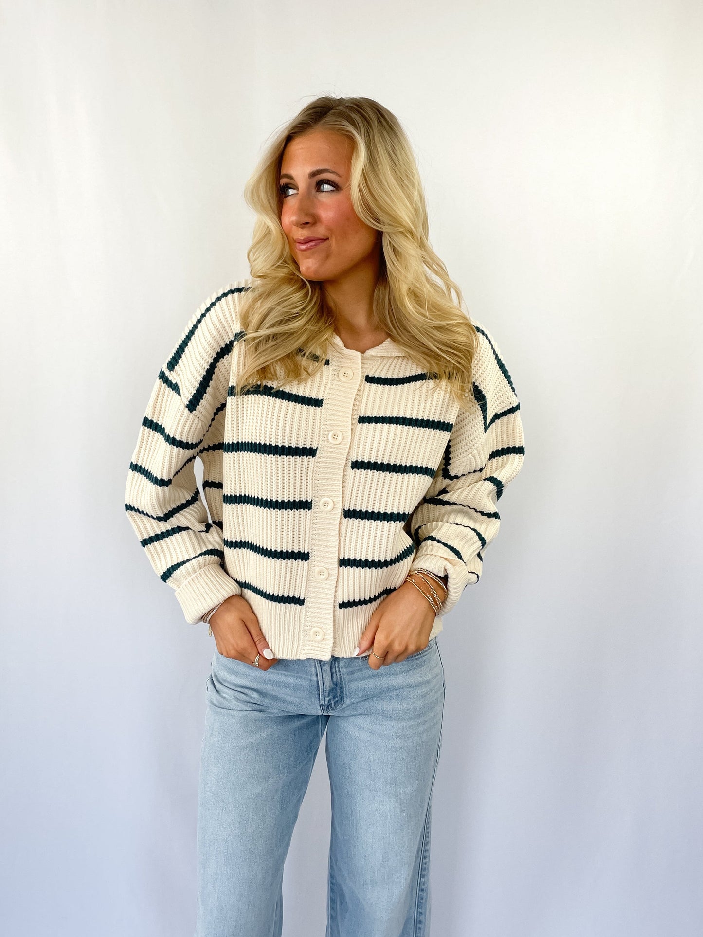 Coastal Ribbed Button Up Cardigan
