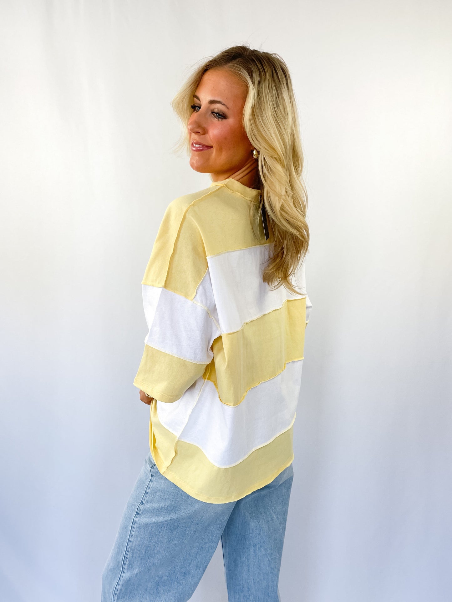 Lemon White Color Block Top