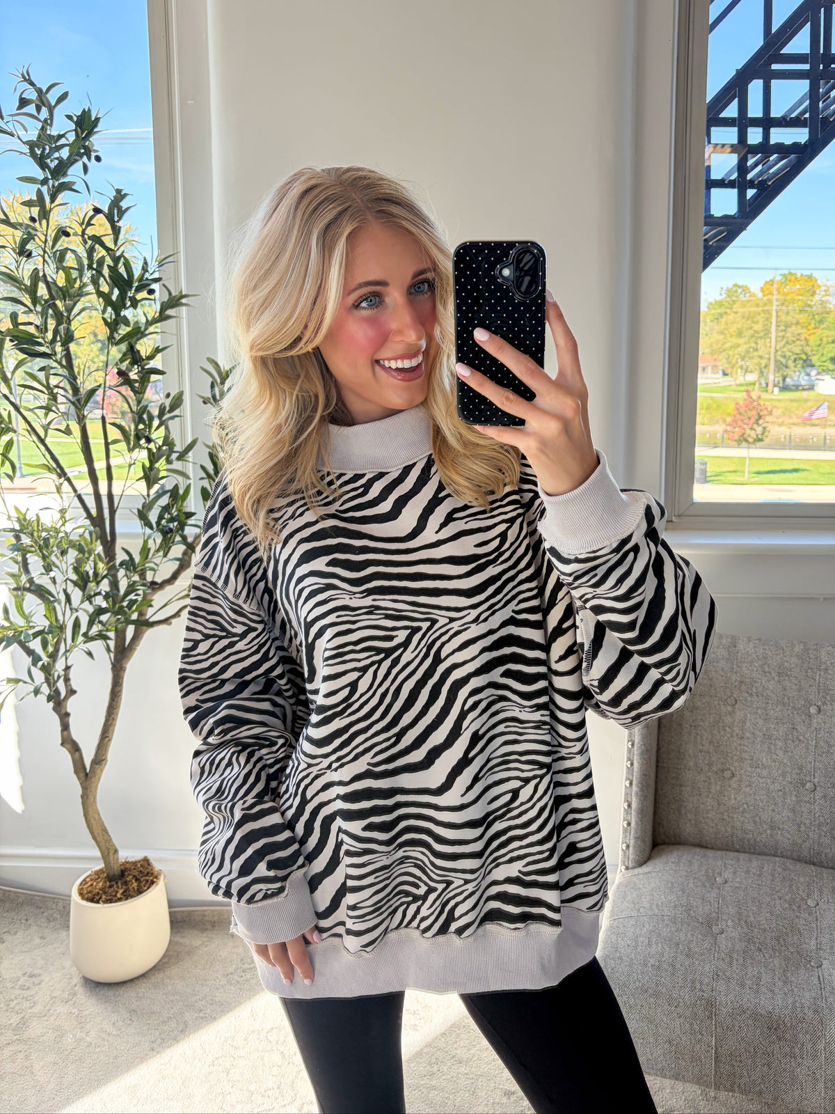Zebra Mock Neck