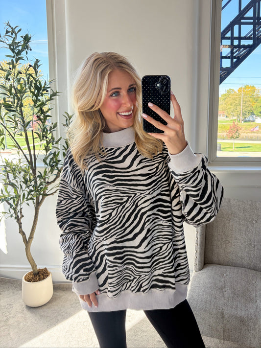 Zebra Mock Neck
