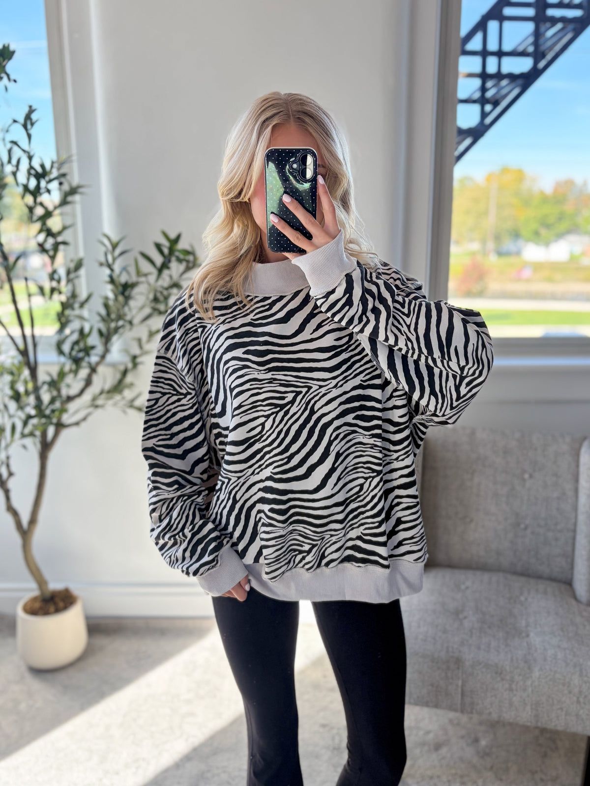 Zebra Mock Neck