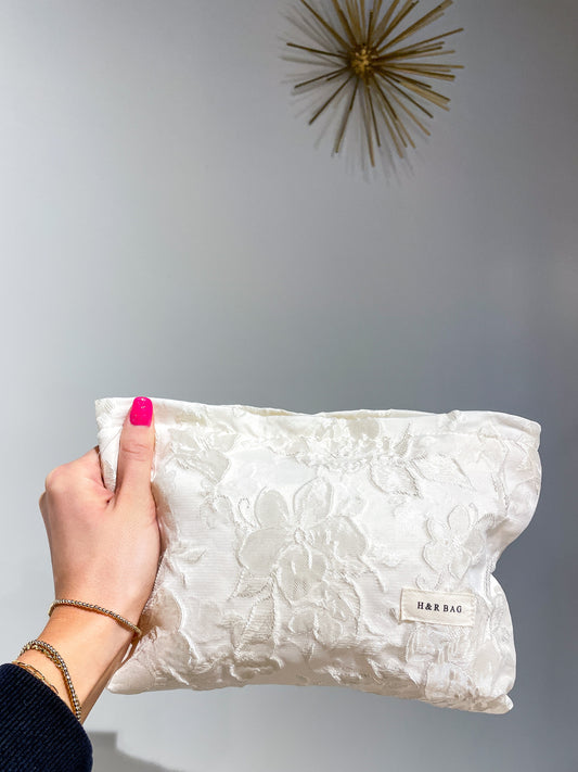 White Floral Pouch