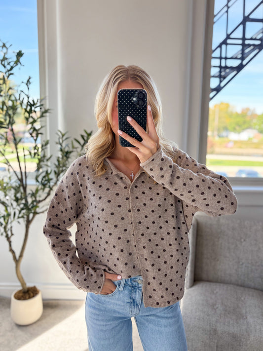 Brown Polka Dot Button Down