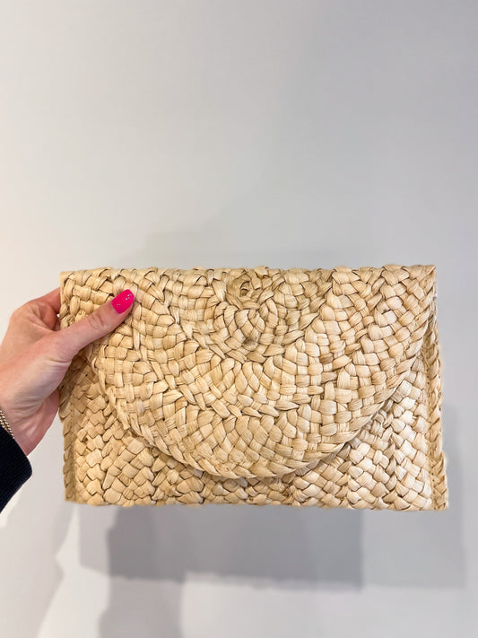 Fold Over Straw Clutch