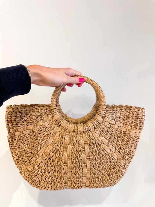 Palm Straw Half Tote