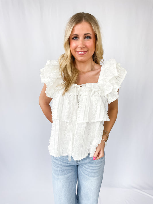 Ruffle Lace Trim Tank Top