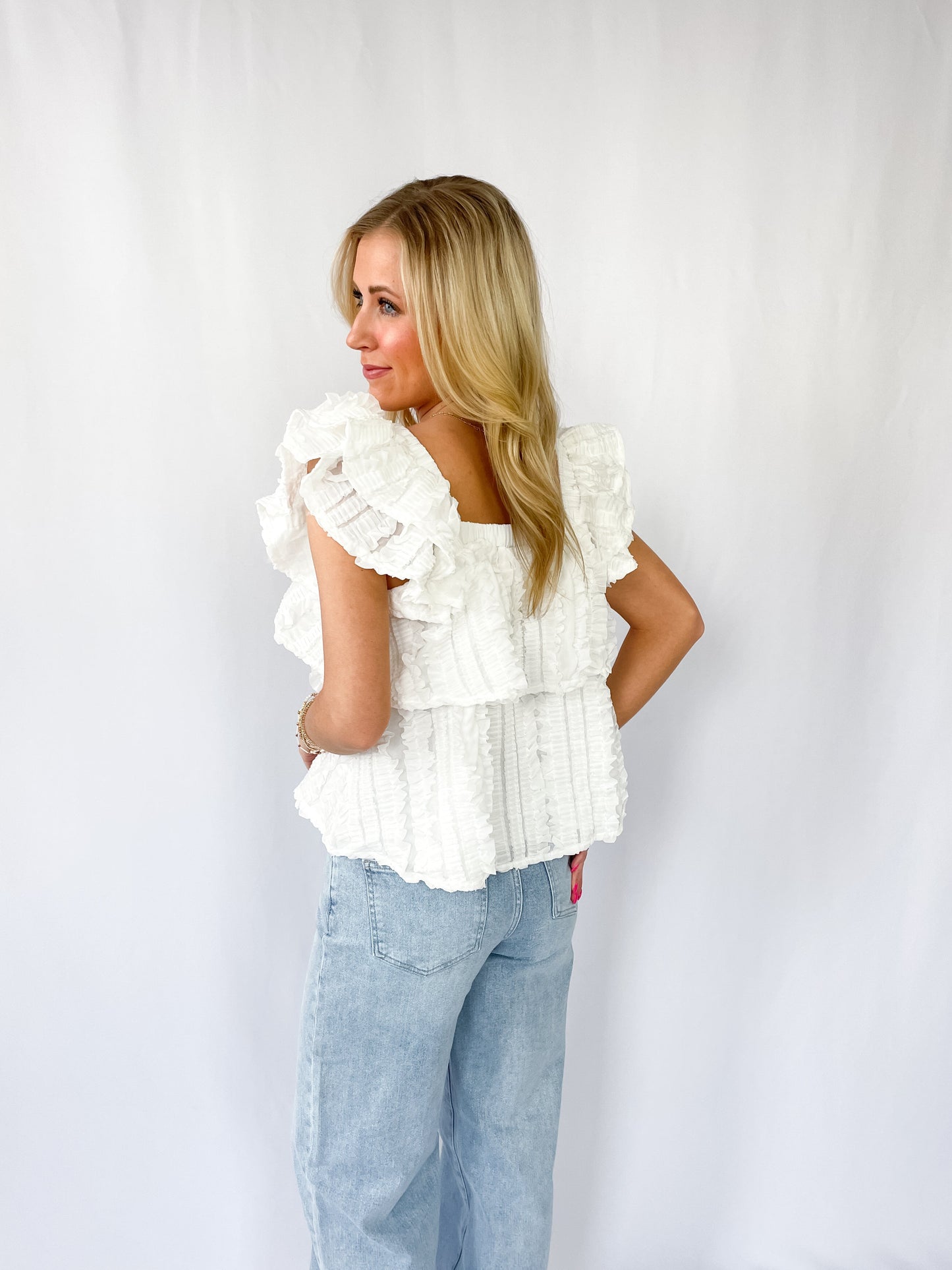 Ruffle Lace Trim Tank Top