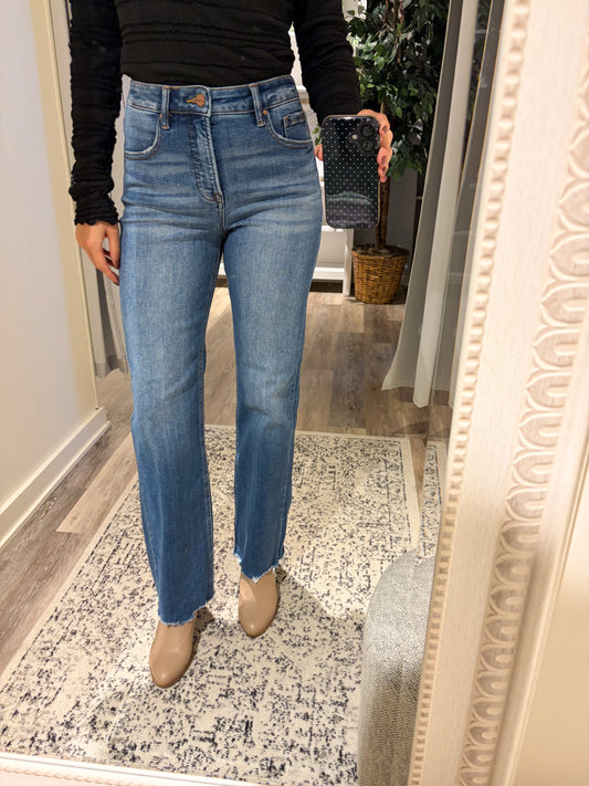 High Rise Wide Leg Raw Cut Hem