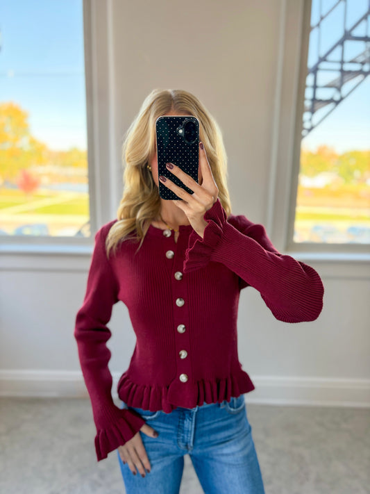 Red Wine Sweater Cardigan
