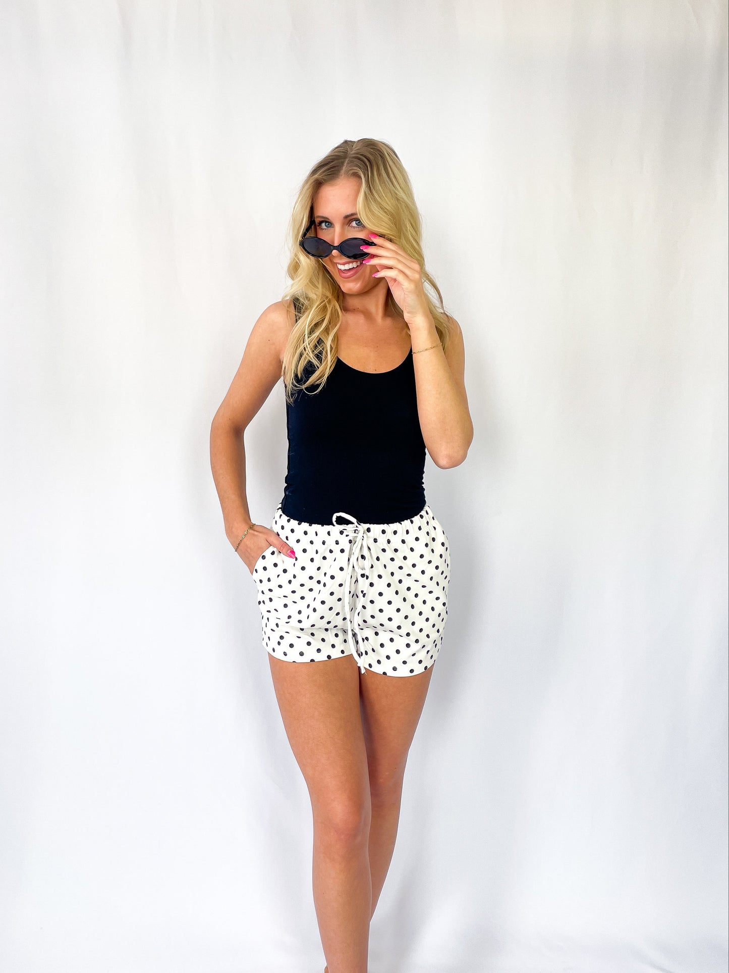 Polka Dot Drawstring Shorts